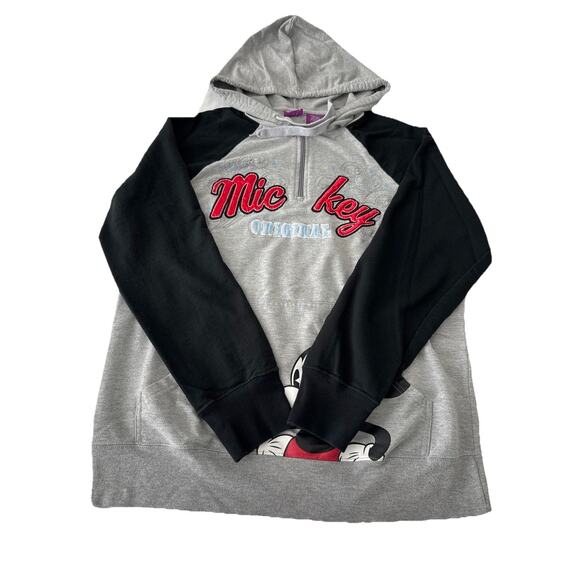 Disney Mickey Original Womens Size 1X Hoodie 1/4 Zip Fleece Hooded Sweatshirt - Picture 1 of 8